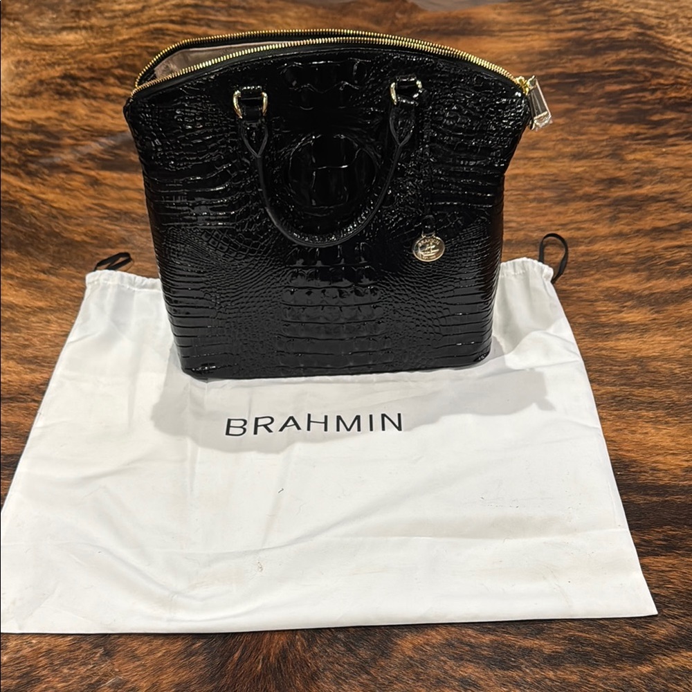 NWT Brahmin Black Crocodile Embossed Women's Bag
